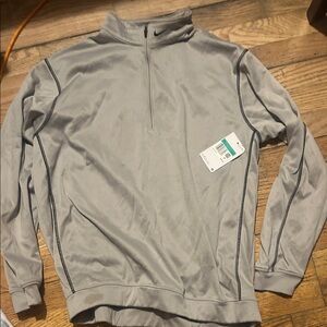 Nike Light Gray Quarter-Zip Top with black stitching brand new with tags